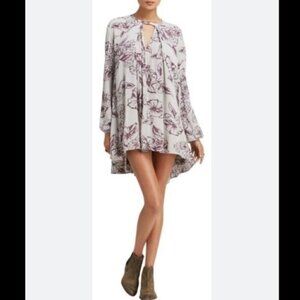 Free People Snap Out Of It Tree Gray Floral Keyhole Swing Tunic Small Dress